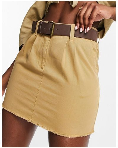Miss Selfridge Belted Low Rise Cargo Skirt - Brown