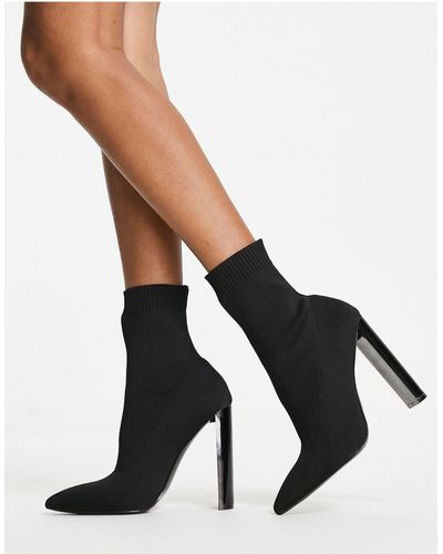 ASOS Elly Block Heel Sock Boots - White