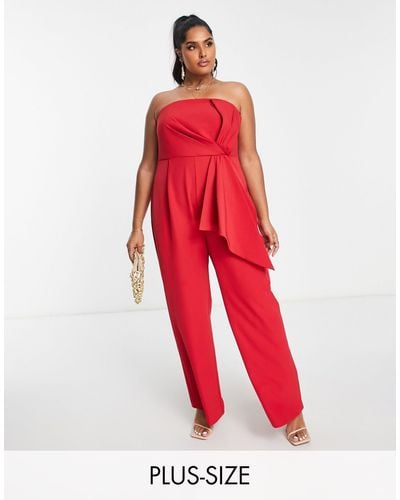 Forever New Bandeau Bow Drape Jumpsuit - Red