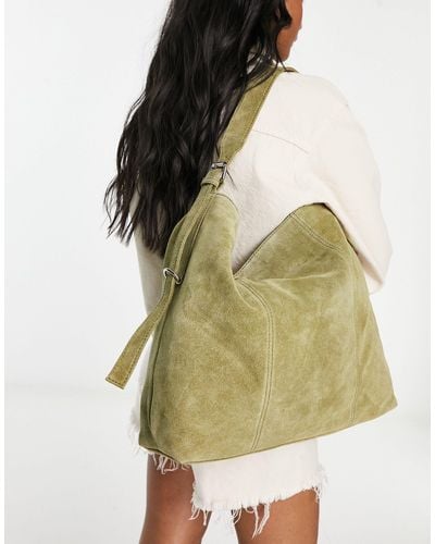 ASOS Suede Tote Bag With Buckle - Green