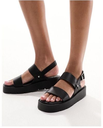 Schuh Tayla Double Strap Slingback Sandals - Black