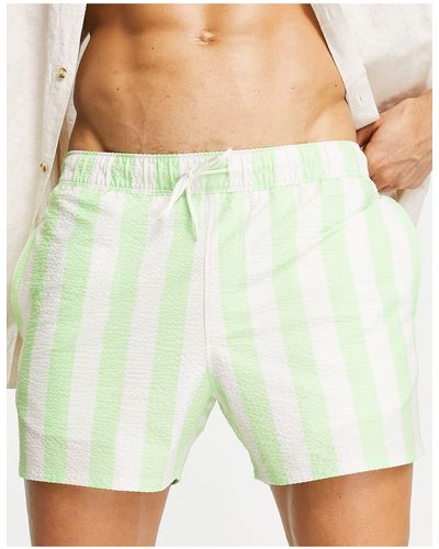 ASOS Seersucker Swim Shorts - Green