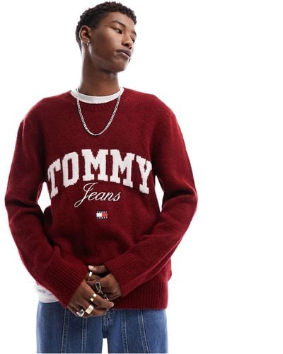 Tommy Hilfiger Relaxed New Varsity Logo Sweater - Red
