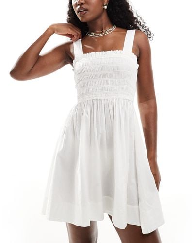 ASOS Shirred Bust Mini Beach Dress - White