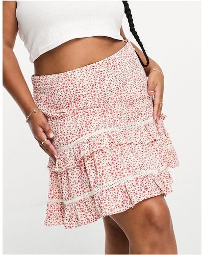Glamorise Tiered Mini Flippy Skirt - Pink