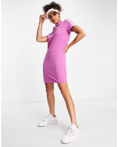 adidas Originals Polo Three Stripe Dress - Pink