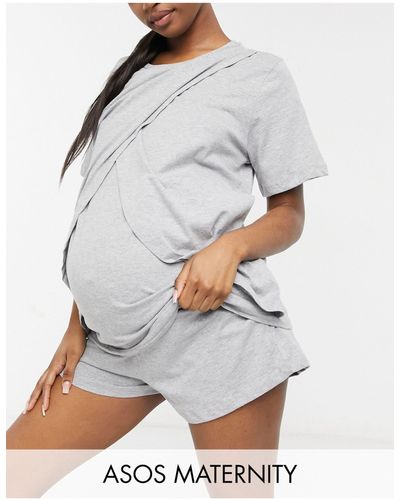 ASOS Asos Design Maternity Mix & Match Jersey Pyjama Short - Grey