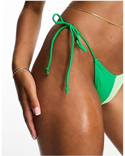Candypants Slip bikini color block con laccetti laterali - Verde
