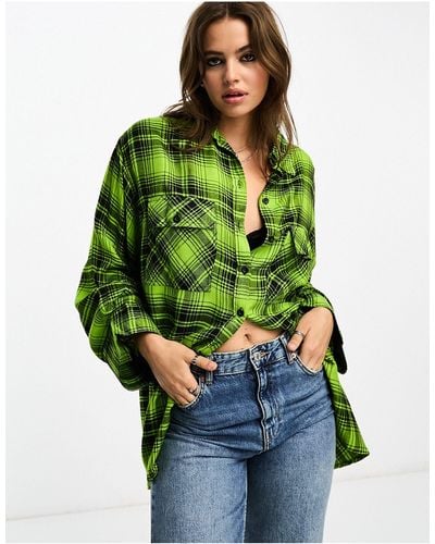 ASOS Oversized Shirt With Wide Cuff Detail - Green