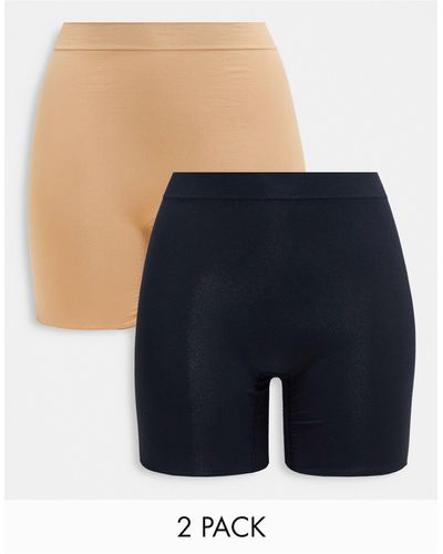 Lindex Confezione da 2 paia di pantaloncini antisfregamento neri e beige - Blu