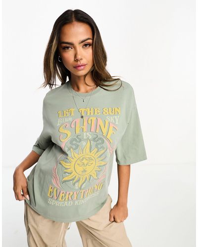 Pimkie Oversized Poplin T-shirt Met Motief - Groen