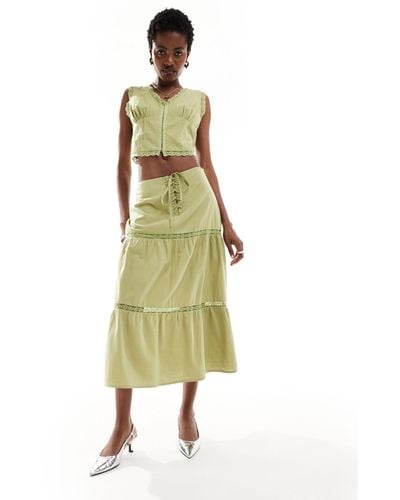 Bailey Rose Corset Waist Prairie Skirt - Green