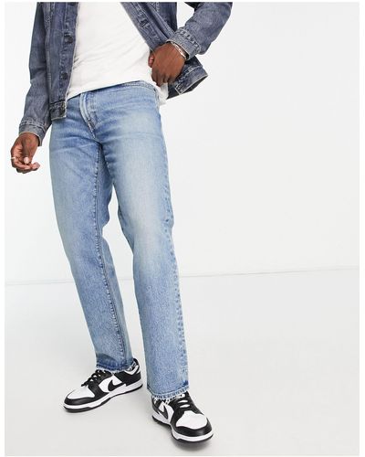 Abercrombie & Fitch Jeans Met Rechte Pasvorm En Lichte Distressed Vintage Mid-wash - Blauw
