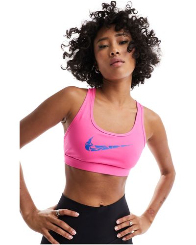Nike Large Swoosh Dri-fit Light Support Bra - Pink