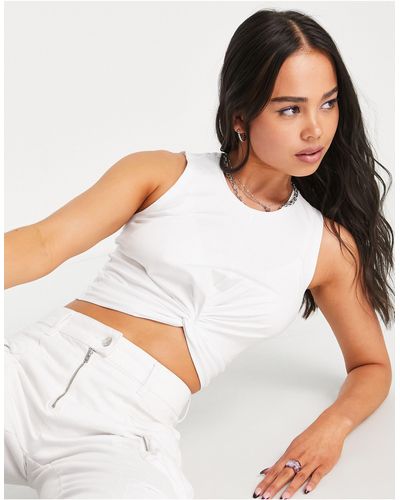Noisy May Twist Front Crop Top - White