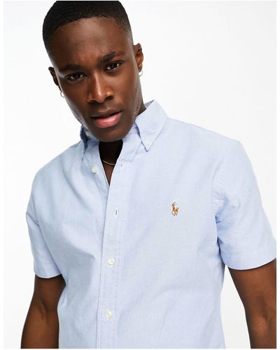 Polo Ralph Lauren Custom-fit Oxford Overhemd Met Icoonlogo En Korte Mouwen - Wit