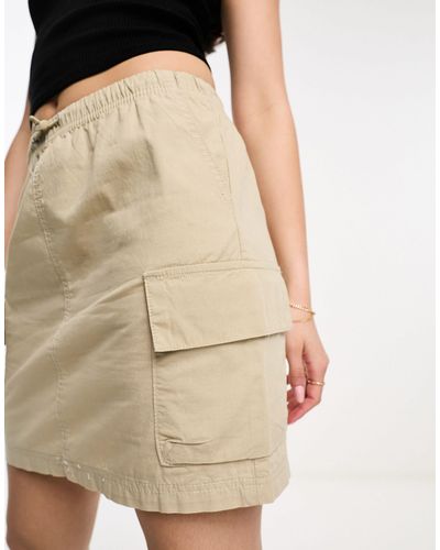 New Look Cargo Mini Skirt With Pockets - Natural
