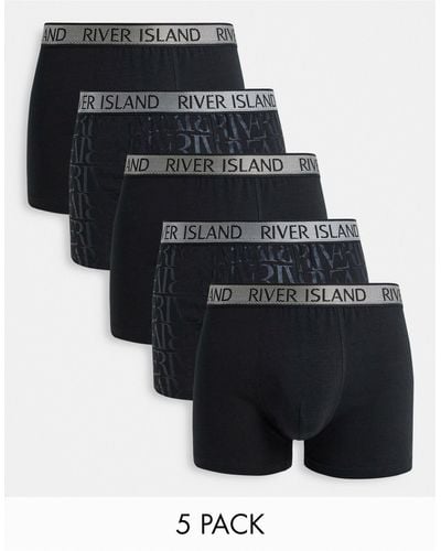 River Island 5 Pack Trunks - Black
