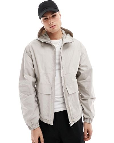 ASOS Windbreaker Jacket With Hood - Natural