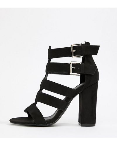 Black Clear Strap Part Block Heels New Look |  perpustakaan.pa-putussibau.go.id