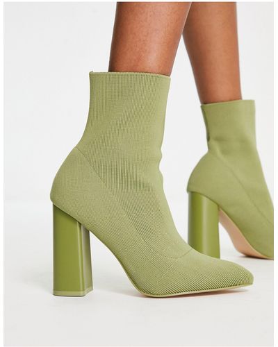 Public Desire Public Desire Exclusive Wide Fit Loyal Heel Sock Boots - Green