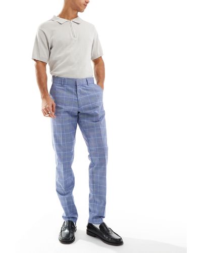 New Look Geruite Skinny Pantalon - Paars