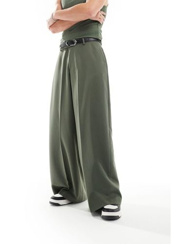 ASOS Smart Extreme Wide Leg Trousers - Green