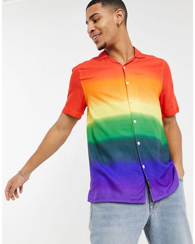 Hollister Pride - chemise manches courtes en rayonne dégradée - Rouge