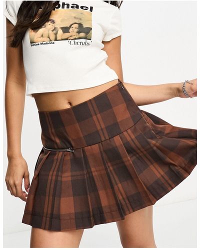ONLY Pleated Micro Mini Skirt - Brown