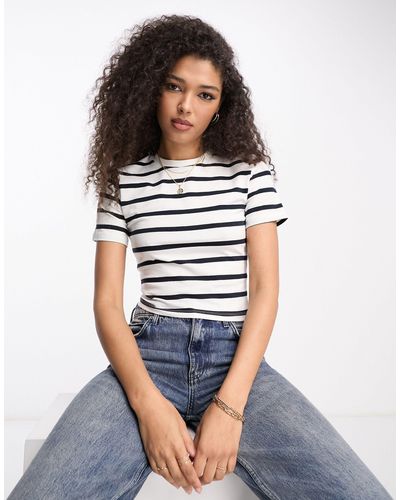 French Connection T-shirt mini a righe breton - Bianco