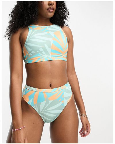 Roxy Pop Up Long Line Crop Bikini Top - Multicolour