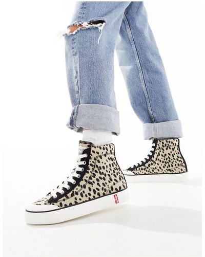 Levi's Ls2 mid - sneakers alte con stampa leopardata - Blu