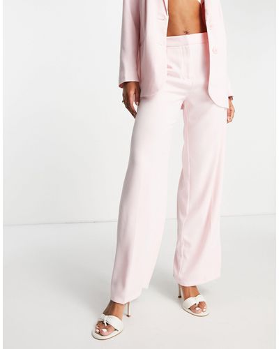 SELECTED Femme Tailored Soft Wide Leg Trousers - Pink