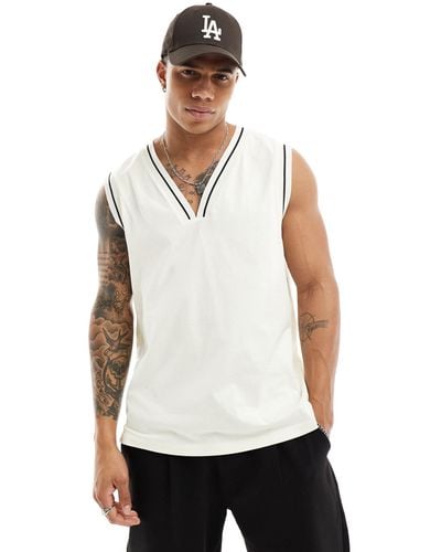 ASOS Relaxed Fit Vest With V-neck - White