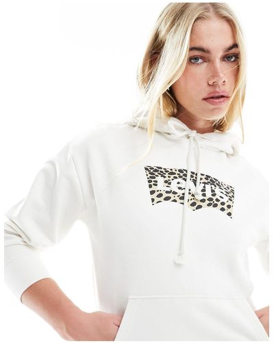 Levi's Hoodie With Leopard Print Batwing Logo - White