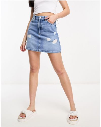 New Look Minifalda con diseño desgarrado - Azul
