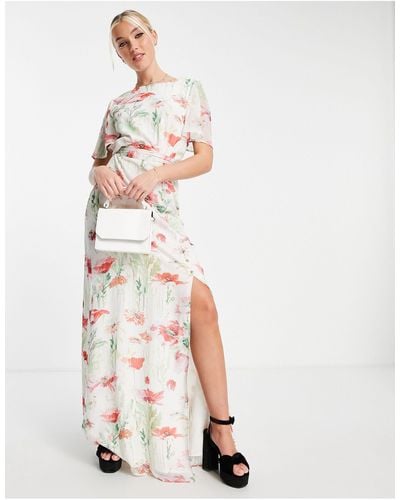Hope & Ivy Greta Floral Print Maxi Dress - Pink