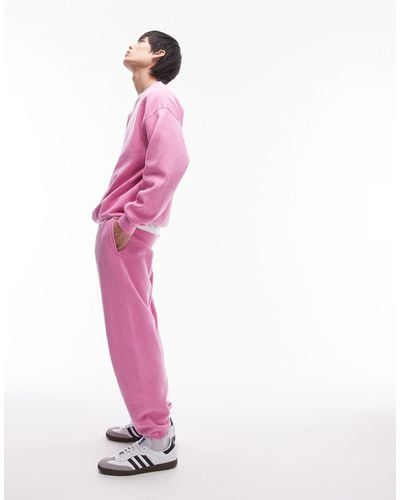TOPMAN – oversize-jogginghose mit vintage-waschung - Pink