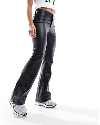 Hollister Faux Leather Flared Trouser - Black