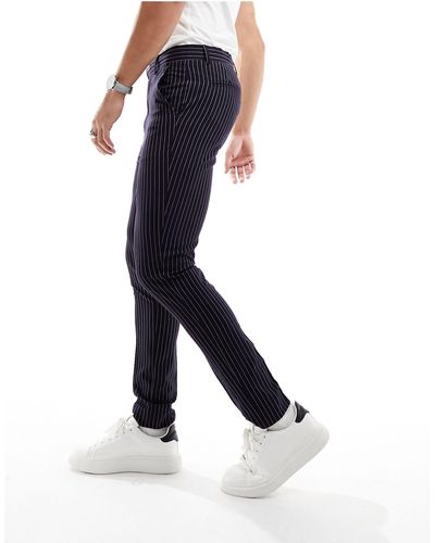 ASOS Pantalon élégant ultra skinny à fines rayures - Blanc