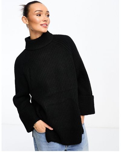 ASOS High Neck Jumper With Turn Back Cuff - Black