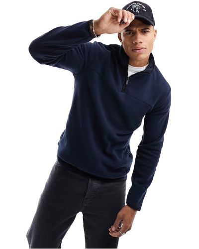Only & Sons Half Zip Fleece Sweater - Blue