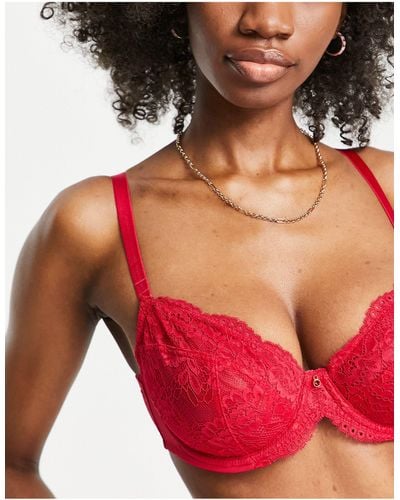 Ann Summers Fuller Bust Sexy Lace Non Padded Plunge Bra - Red