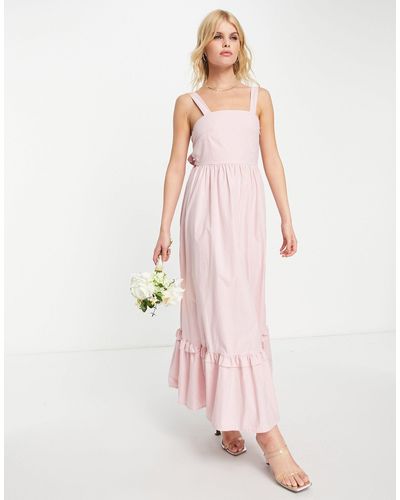 Sister Jane – bridesmaid – midikleid mit schleife hinten und abgestuftem saum - Pink