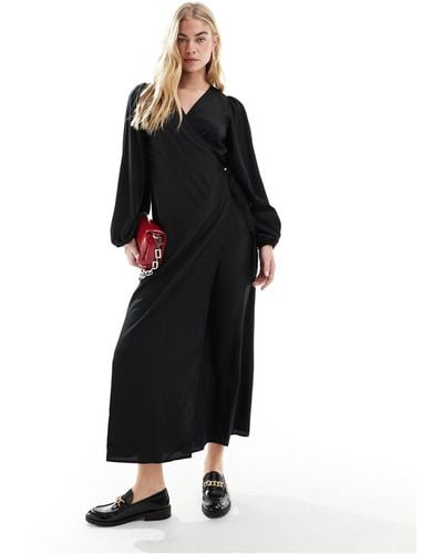 Vila Wrap Midi Dress - Black