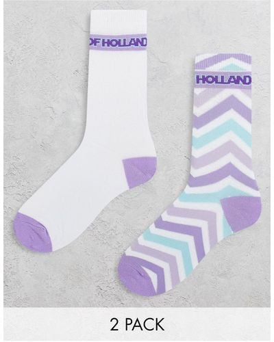 House of Holland Two Pack Socks - White