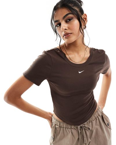 Nike Mini-ribbed Scoop Back T-shirt - Brown