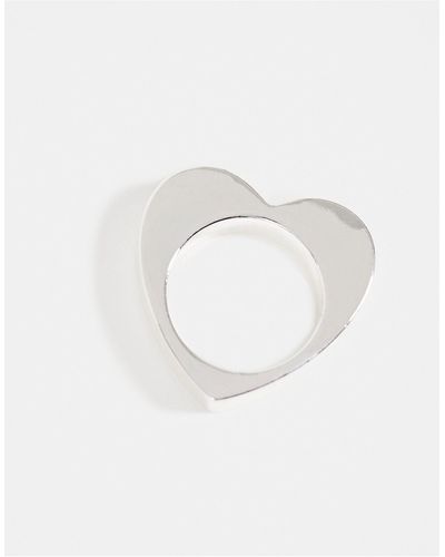 ASOS Metalen Hartvormige Ring - Wit