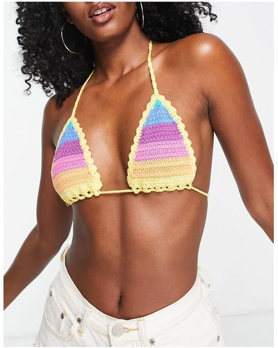 Bershka Bikini Crochet Bralet Co-ord - Multicolour