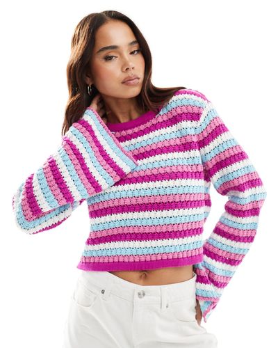 Something New X Cenit Nadir Crochet Cropped Jumper - Purple
